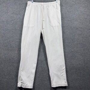 Drawstrings of Malibu Cotton Travel Pants Womens Large Made in the USA Crinkle